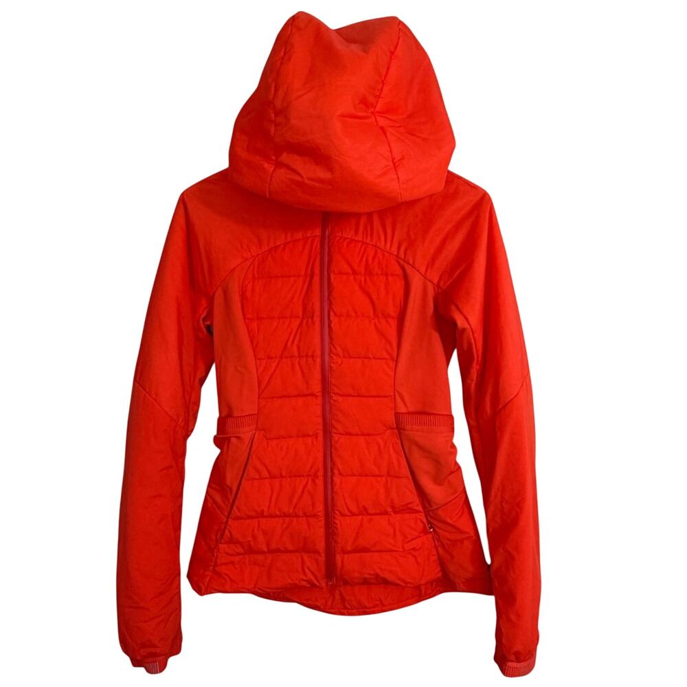 Lululemon Down for It All Goose Puffer Jacket Size 4 Atomic Orange - Picture 3 of 10